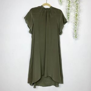 NWT CLUB MONACO Flutter Sleeve Dress Robe silk trapeze high low hem slip lining